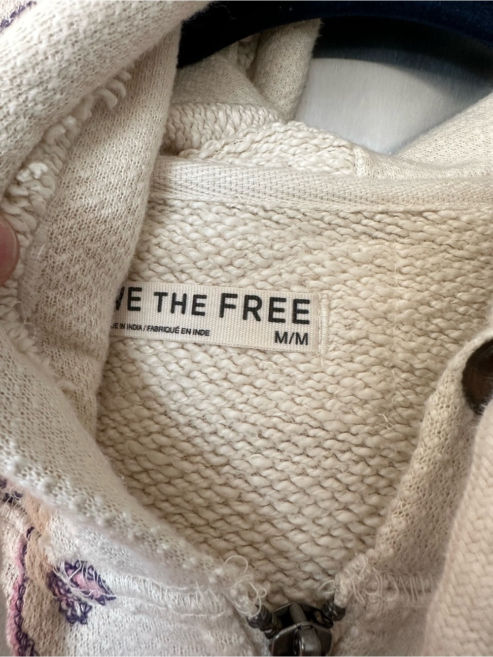 NWT FREE PEOPLE We The Free Up The Vine Hoodie Ivory Combo- Medium - Picture 5 of 6
